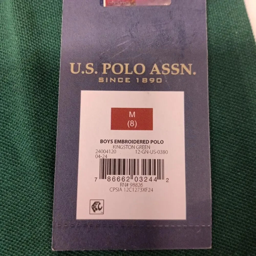 U.S.‎ Polo Assn. Boys Embroidered Polo Shirt M (8) Green